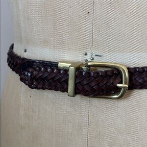 Braided Leather Belt Brass Buckle Reversible Brown Black M fits up to 27” waist